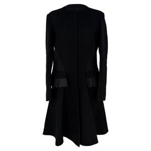 Etro Tweed Flared Coat in Black Wool